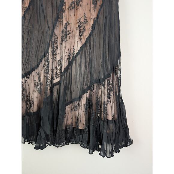 Vintage Y2K Cache Lace Mesh Overlay Skirt Black M - Picture 4 of 7